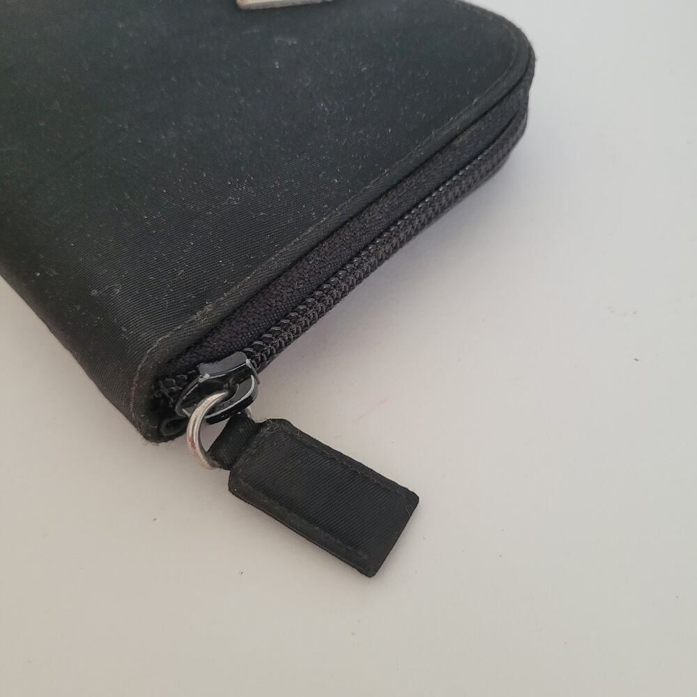 Vintage Prada Milano Black Nylon Saffiano Leather Zip Around Wallet Made in - Picture 16 of 16